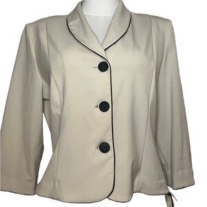 Danny & Nicole Cream Blazer with Black Accents